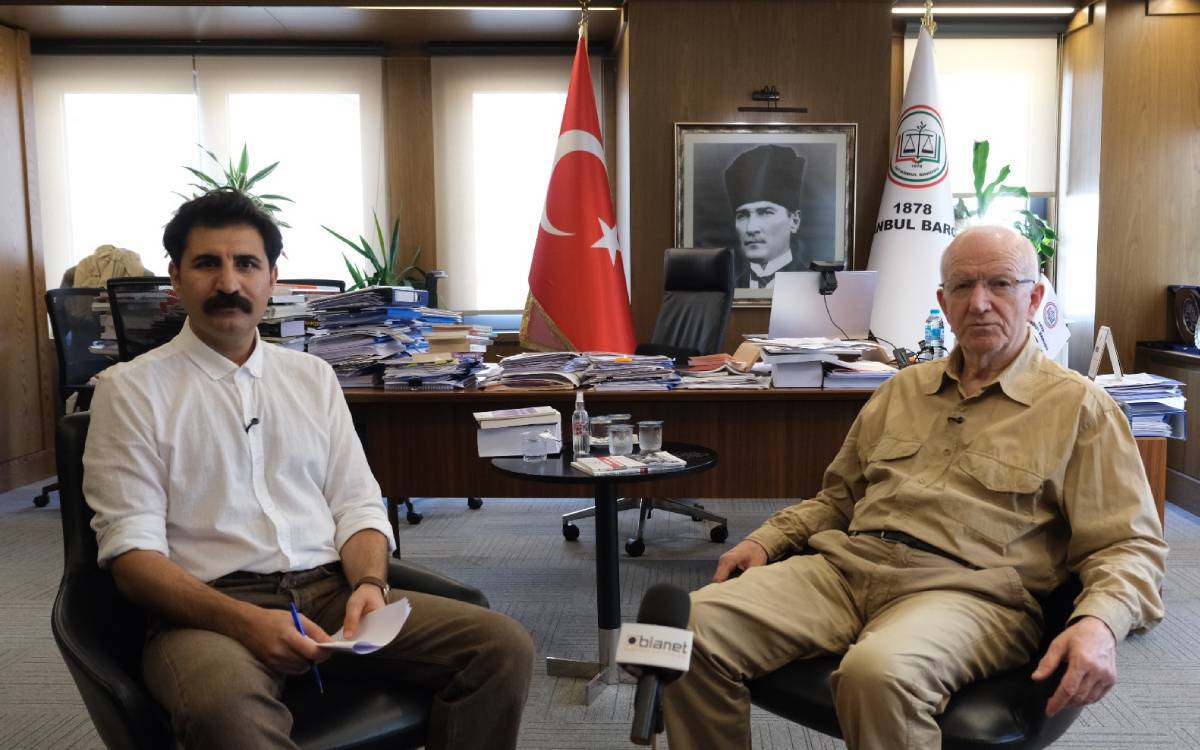 bianet muhabiri Ferhat Yaşar, İstanbul Baro Başkanı Prof. Dr. İbrahim Kaboğlu.