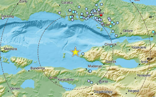 Bursa'da 4,3 büyüklüğünde deprem