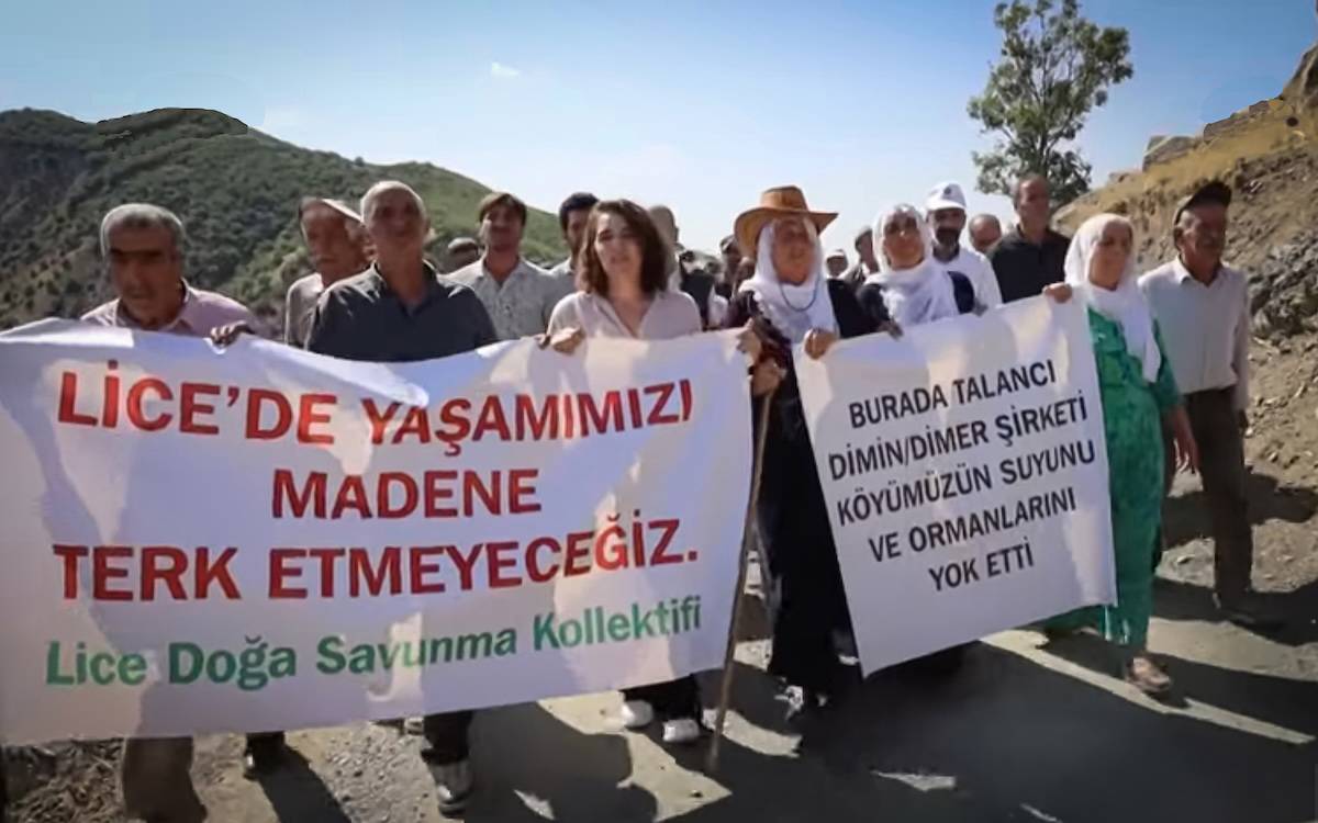 Lice'de su kaynaklarını, meyve ve sebze tarımı ve ormancılığı yok eden madeni protesto