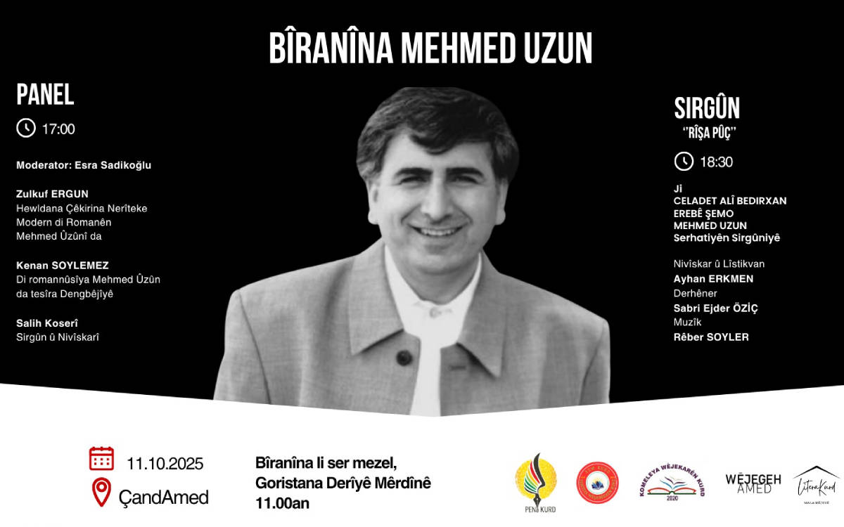 Mehmed Uzun dê li Amedê bê bibîranîn