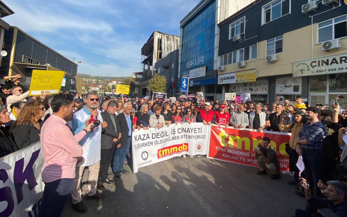 İSİG Meclisi, TMMOB ve TTB Dilovası’nda 6 kişinin öldüğü fabrika önünde açıklama yaptı