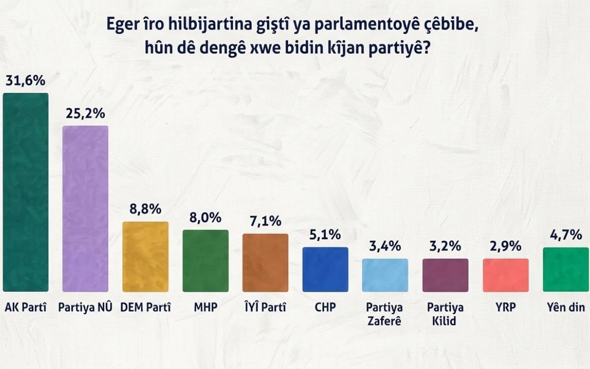 Rapirsiya ASALê | AKP: Ji sedî 31,6, Partiya Nû: Ji sedî 25,2, DEM Partî: Ji sedî 8,8