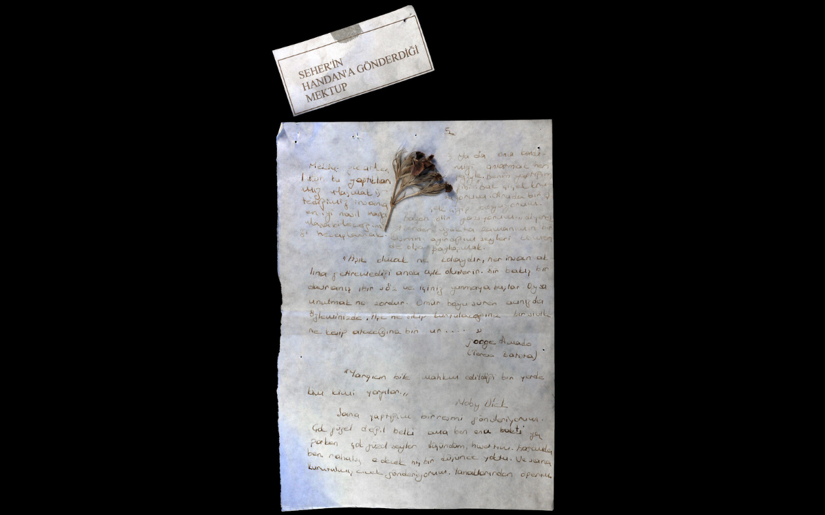 Handan Metin'e yakın arkadaşı Seher'in yazdığı mektup (Handan Metin 20 yaşında, sanatçı)