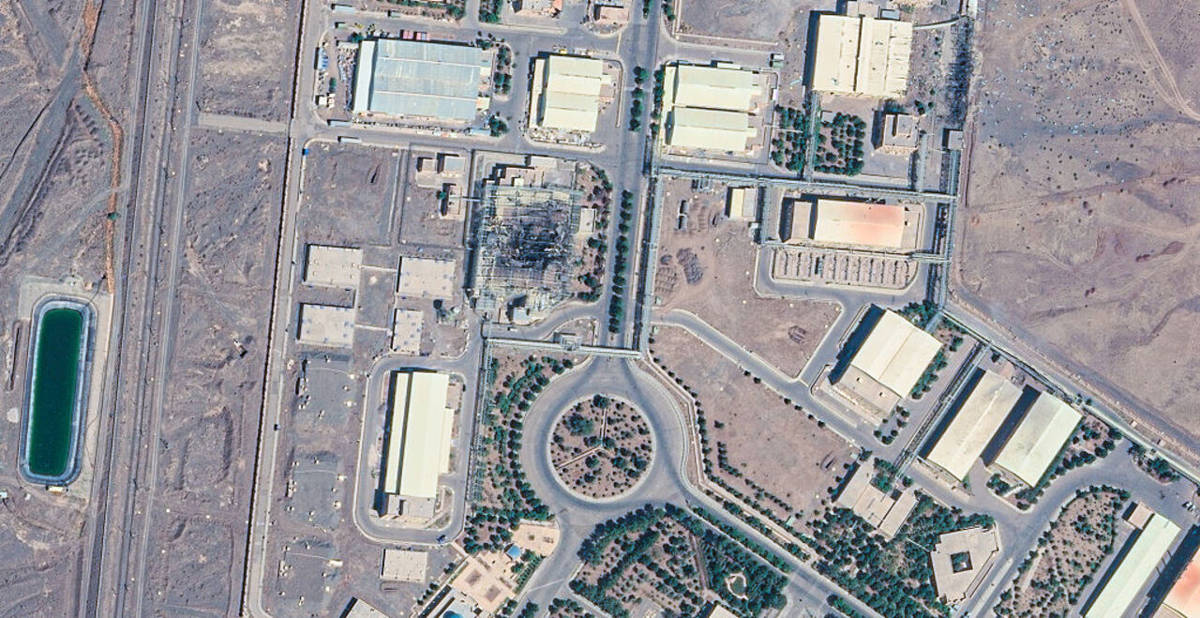 *Hava saldırıları sonrası Natanz Nükleer Tesisi'nin gösteren uydu görüntüsü. (Görsel: Maxar)