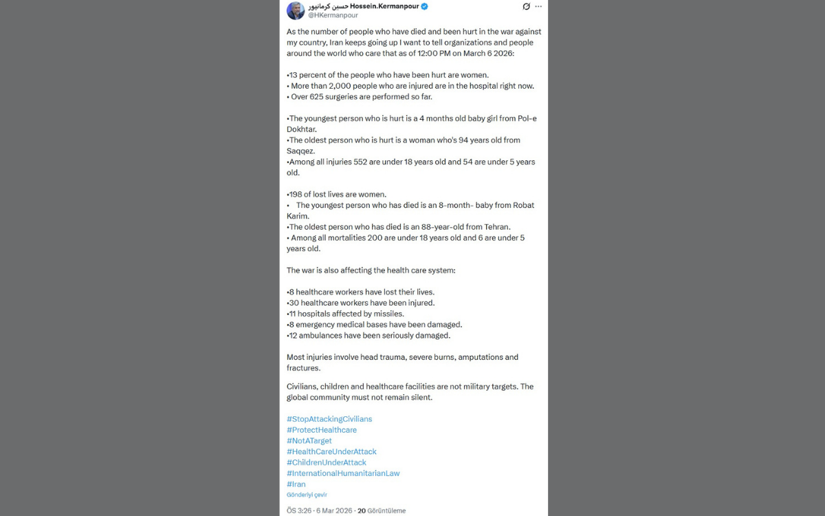 *Kirmanpur'un X hesabından (@HKermanpour) yaptığı paylaşım.