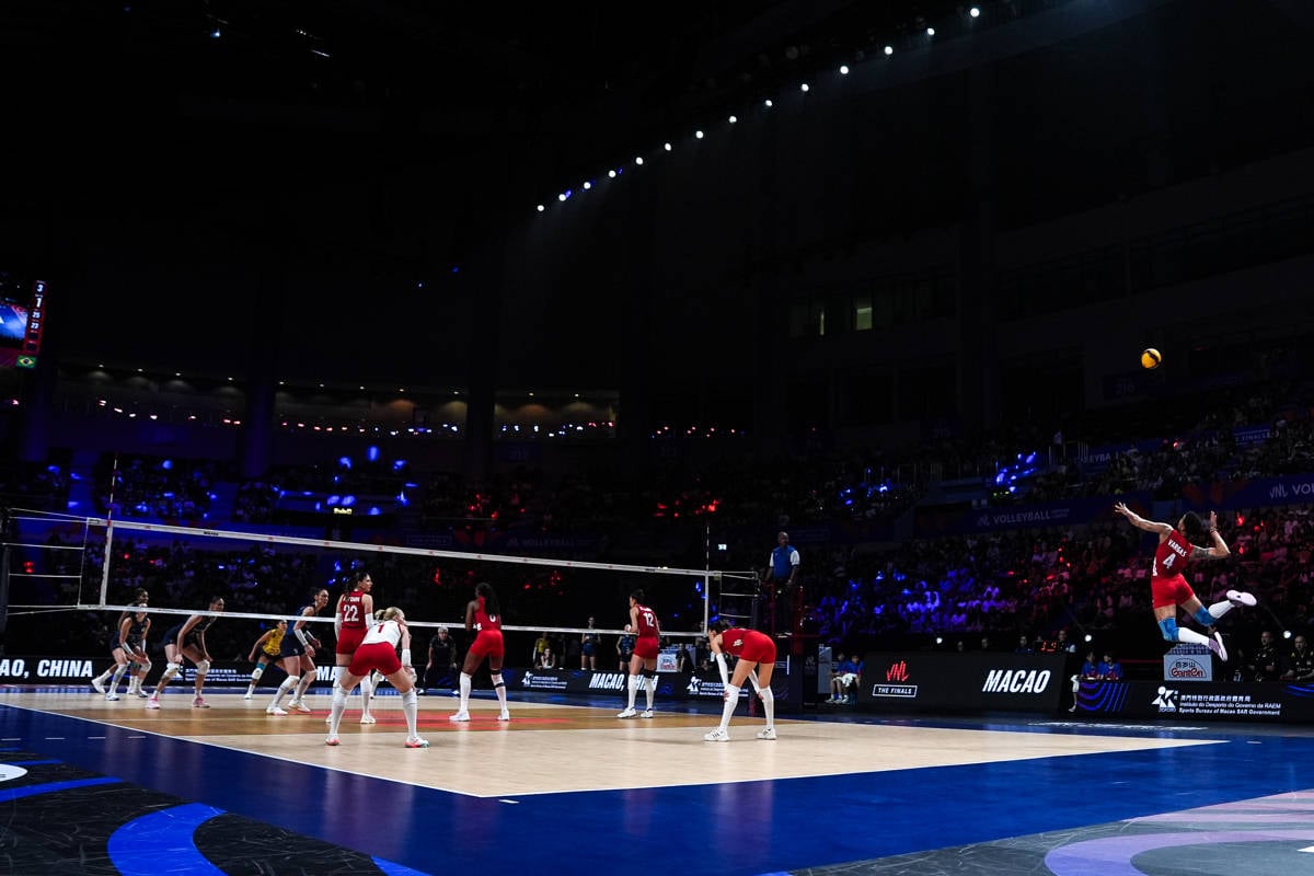 Melissa Vargas hits a jump serve
