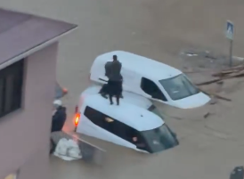 A man stranded on a car (Social media)