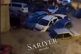 PArked cars were swept away in Sarıyer (Sarıyer Burada)