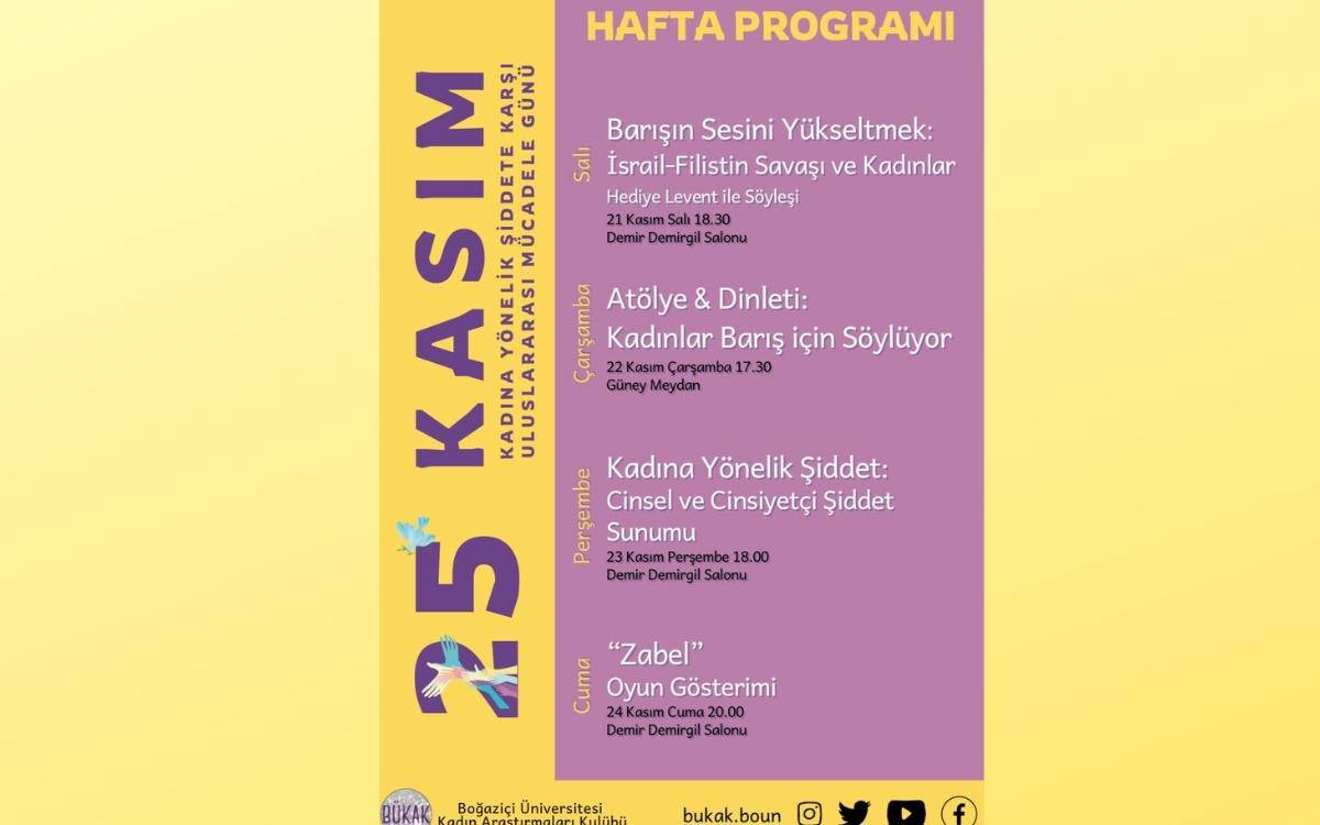 Boğaziçi Üniversitesi’nde 25 Kasım etkinlikleri düzenlenecek
