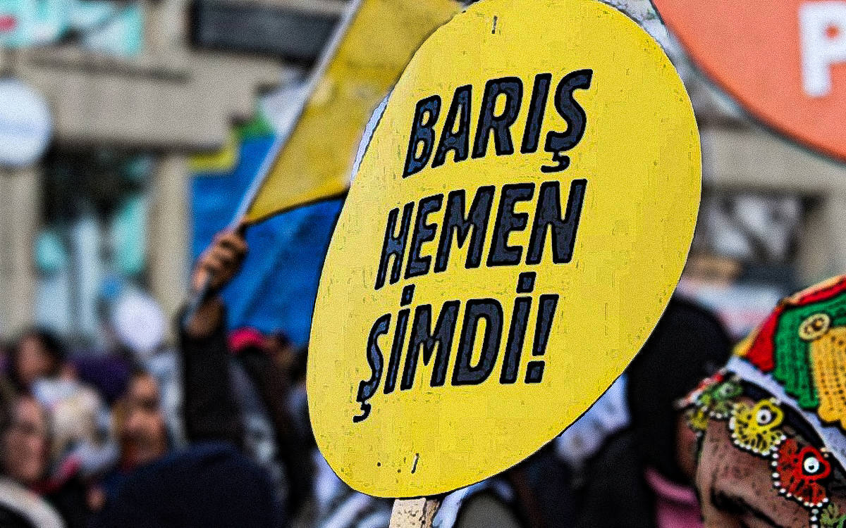 Bu fotoğraf, toplumsal barış ve demokrasi çağrısı içeren bir protesto veya etkinlik sırasında çekilmiş. Görselin odak noktası, üzerinde “Barış Hemen Şimdi!” yazan sarı renkli bir dövizdir. Döviz, güçlü ve net bir mesaj ileterek barış talebini vurgulamakta.  Arka planda bulanık bir şekilde kalabalık insanlar görülüyor. Katılımcılar renkli giysiler giymiş, etkinliğin enerjik ve kararlı bir atmosferde geçtiği hissediliyor. Dövizin sade ama dikkat çekici tasarımı, barış talebinin aciliyetini ve kararlılığını ifade ediyor. Fotoğraf, toplumsal dayanışma ve barış mücadelesi temalı bir etkinlikten alınmış anlamlı bir kare olarak öne çıkıyor.