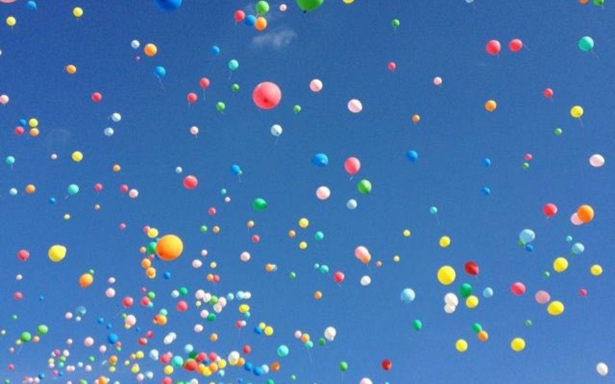Bu fotoğrafta gökyüzüne salınmış yüzlerce renkli balon yer alıyor. Arka planı oluşturan gökyüzü açık ve masmavi; yalnızca birkaç ince bulut parçası görülüyor. Balonlar farklı boyutlarda ve kırmızı, sarı, mavi, yeşil, pembe, turuncu gibi canlı renklerde. Her biri hafifçe süzülerek gökyüzüne doğru yükseliyor, adeta bir umut ve özgürlük simgesi gibi süzülüyorlar.