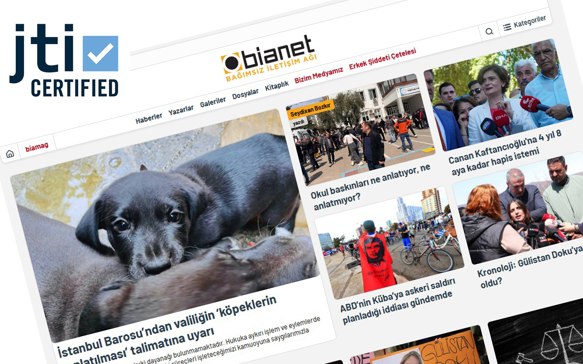bianet becomes first media outlet in Turkey to receive JTI certification