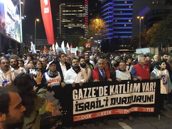 Political parties, doctors, trade unions, feminists march to Israel's consulate