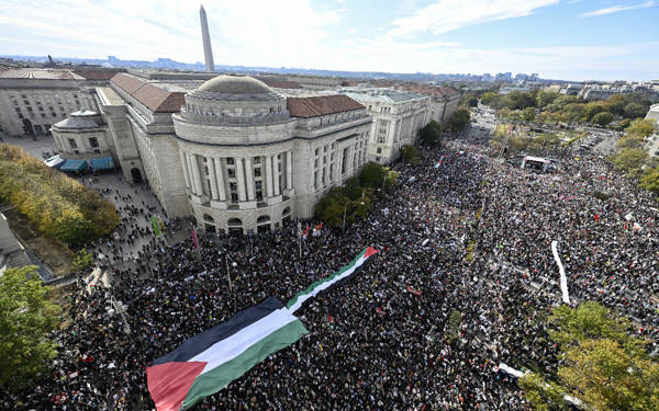 ABD’nin başkentindeki Filistin’e destek eylemine yüz binler katıldı