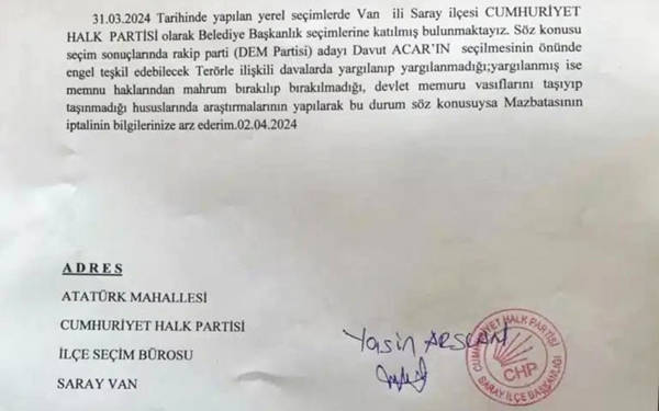 CHP Van'dan 'Saray' açıklaması: İlçe yöneticisi ihraç edildi, halk iradesi her şeyin üstünde