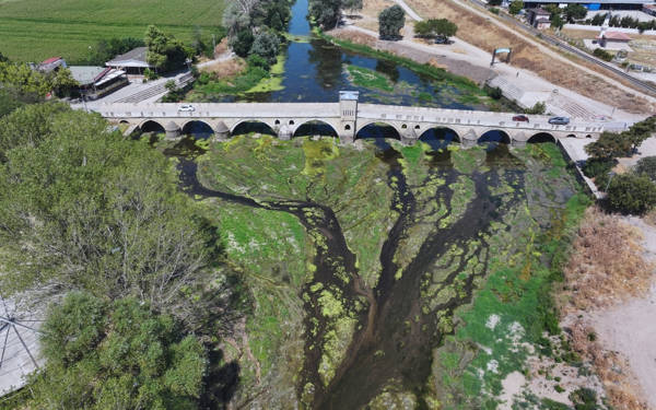 Kuraklığın etkilediği Tunca Nehri'nde su akışı durma noktasına geldi