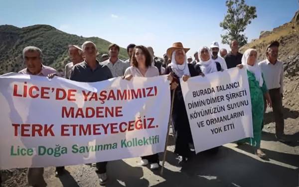 Lice'de su kaynaklarını, meyve ve sebze tarımı ve ormancılığı yok eden madeni protesto