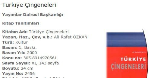 Irkçı "Türkiye Çingeneleri" Kitabı Hâlâ Bakanlık Sitesinde