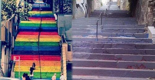 Municipality Paints Rainbow Stairs Grey
