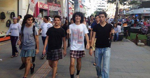 Male Students March with Skirts to Protest Skirt Ban