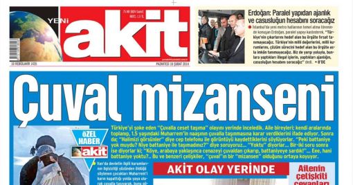 "Akit'in 'Çuval Mizanseni' Gazetecilik Mizanseni"