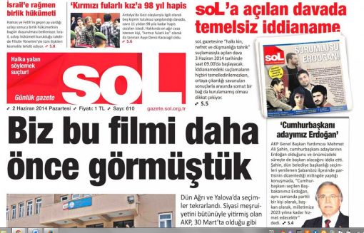 Sol Gazetesi'ne Gezi Davası Yarın Başlıyor