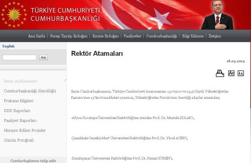 Erdoğan 7 Rektör Atadı, Üniversitenin Seçtiği 2 Aday Atanamadı