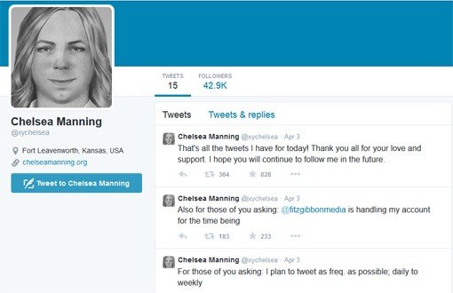 Cezaevindeki Manning Twitter'da