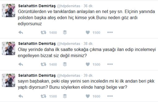 Demirtaş Responds to Davutoğlu: Did You Investigate Crime Scene?