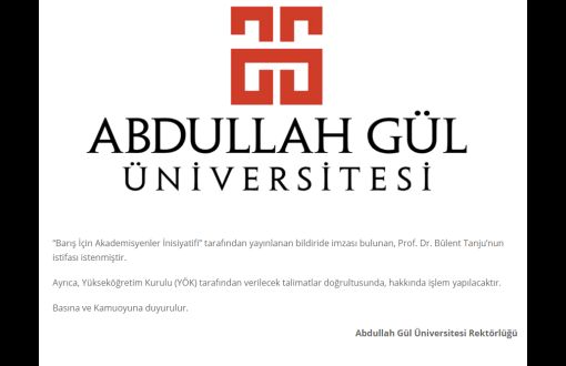 Abdullah Gül Üniversitesi, Bildirgeye İmza Veren Profesörün İstifasını İstedi