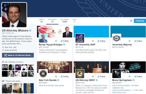 Prosecutor Having Sarraf Arrested Follows Erdoğan on Twitter