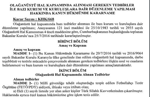 2nd Decree Issued in State of Emergency: Closures in Media, Dismissals From Armed Forces, Seizures