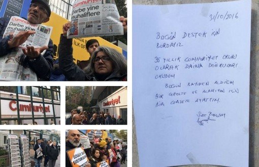 Fotoğraflarla Cumhuriyet Gazetesi Önünde Okur Direnişi