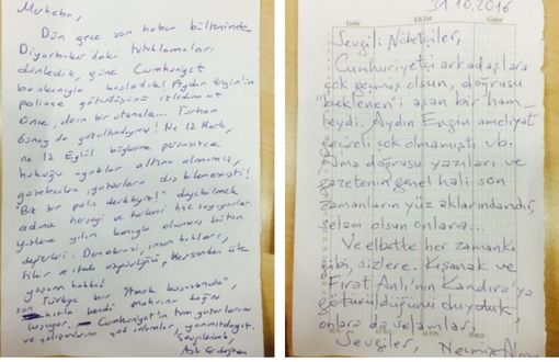 Support Letter From Aslı Erdoğan, Necmiye Alpay to Cumhuriyet daily
