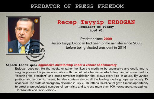 RSF Erdoğan'ı Basın Özgürlüğü Düşmanları Listesine Aldı