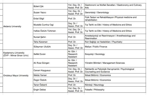 15 Signatory Academics Discharged