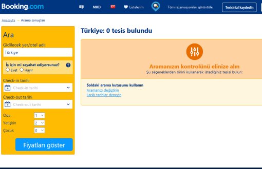 Activities of Booking.com in Turkey Halted