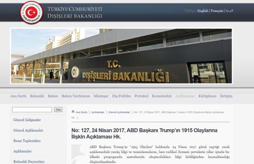Ministry of Foreign Affairs Reacts to Trump’s Statement on Armenian Remembrance Day