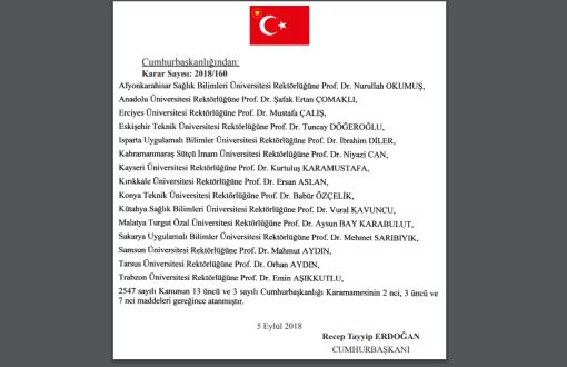 Serokomar Erdoganî rektorên 15 zanîngehan tayin kirine