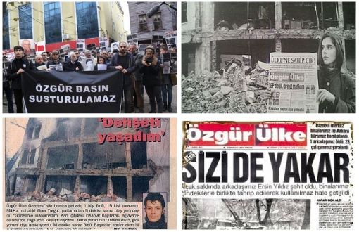 Carnations Laid in Front of Bombed Özgür Ülke Newspaper
