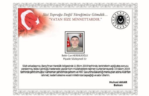 Barış Pınarı’nda Yaralanan Asker Hayatını Kaybetti