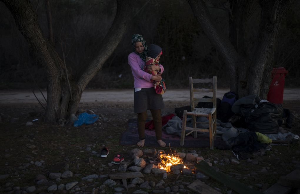 Refugees Spend the Night on the Beach in Lesbos Island