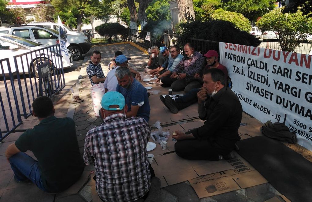 Miners from Soma stage a sit-in protest, demanding their compensation