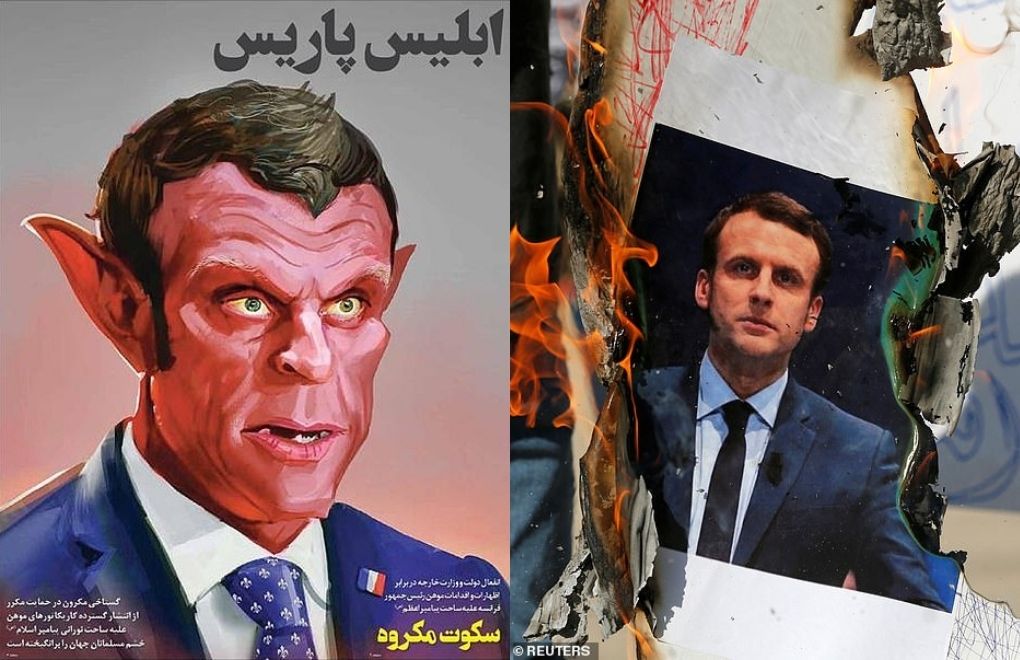 İran'dan "şeytan" figürlü Macron karikatürü