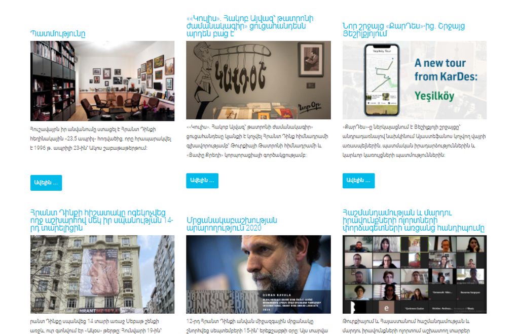 Hrant Dink Vakfı sitesinin Doğu Ermenicesi yayında