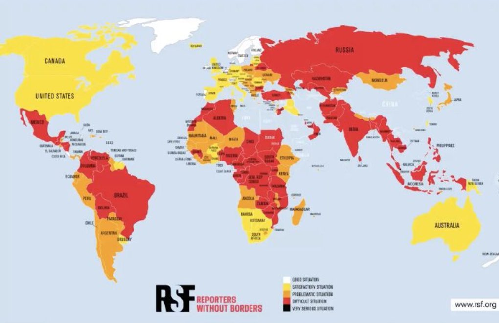 Turkey ranks 153rd in RSF Press Freedom Index