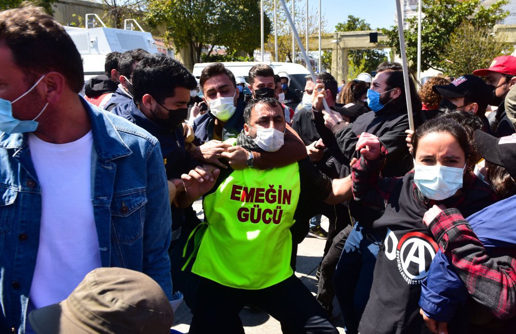 Police intervention against workers making a call for May Day in İstanbul
