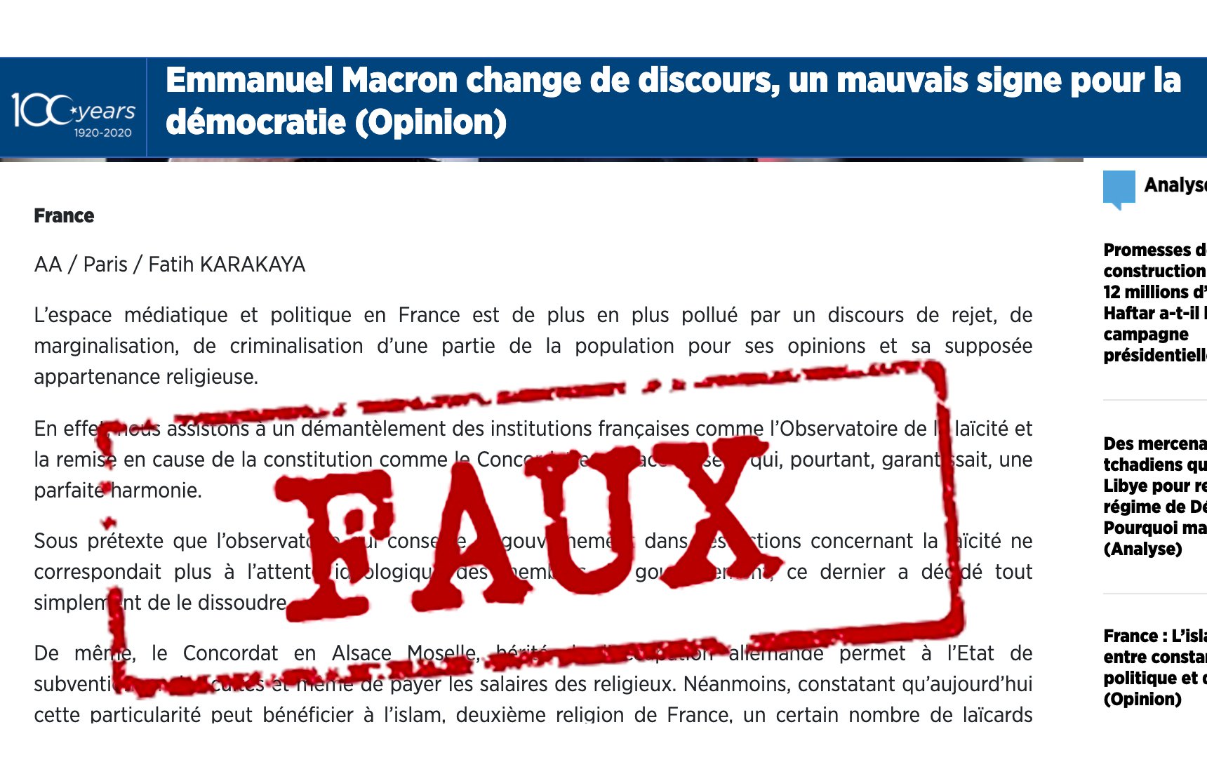 Fransa’dan AA’ya: Yalan haber üreten propaganda merkezi