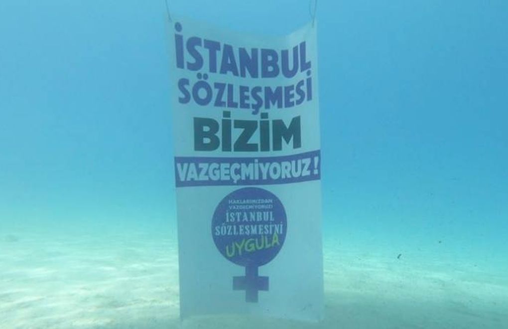 'İstanbul Sözleşmesi' pankartı bu kez deniz altında 