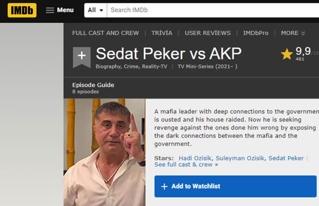 IMDb, Sedat Peker sayfasını yayından kaldırdı